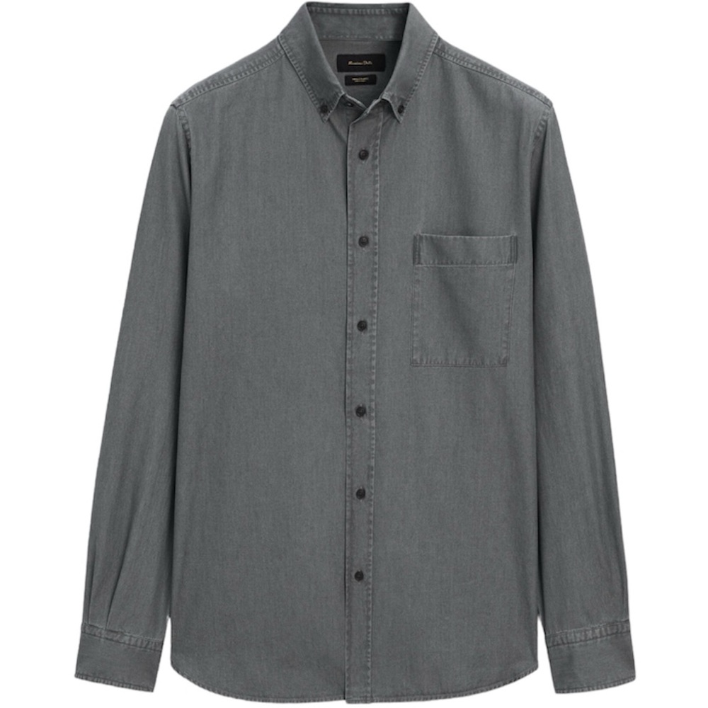 Massimo Dutti Men's Gray Button Down Shirt Casual Denim Layering Size S